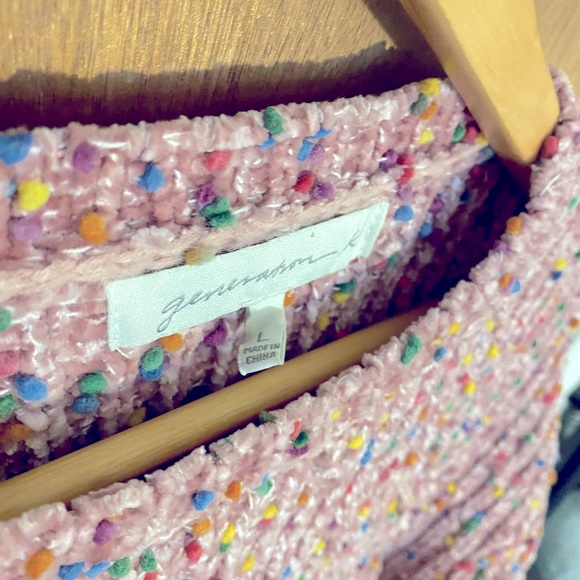 Crop knit sweater pink with multi color flecks - Picture 6 of 8